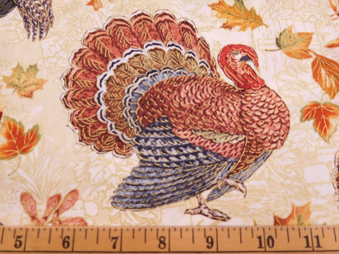 1074 Thanksgiving Turkey Fabric Fabric By the Yard Fat Etsy