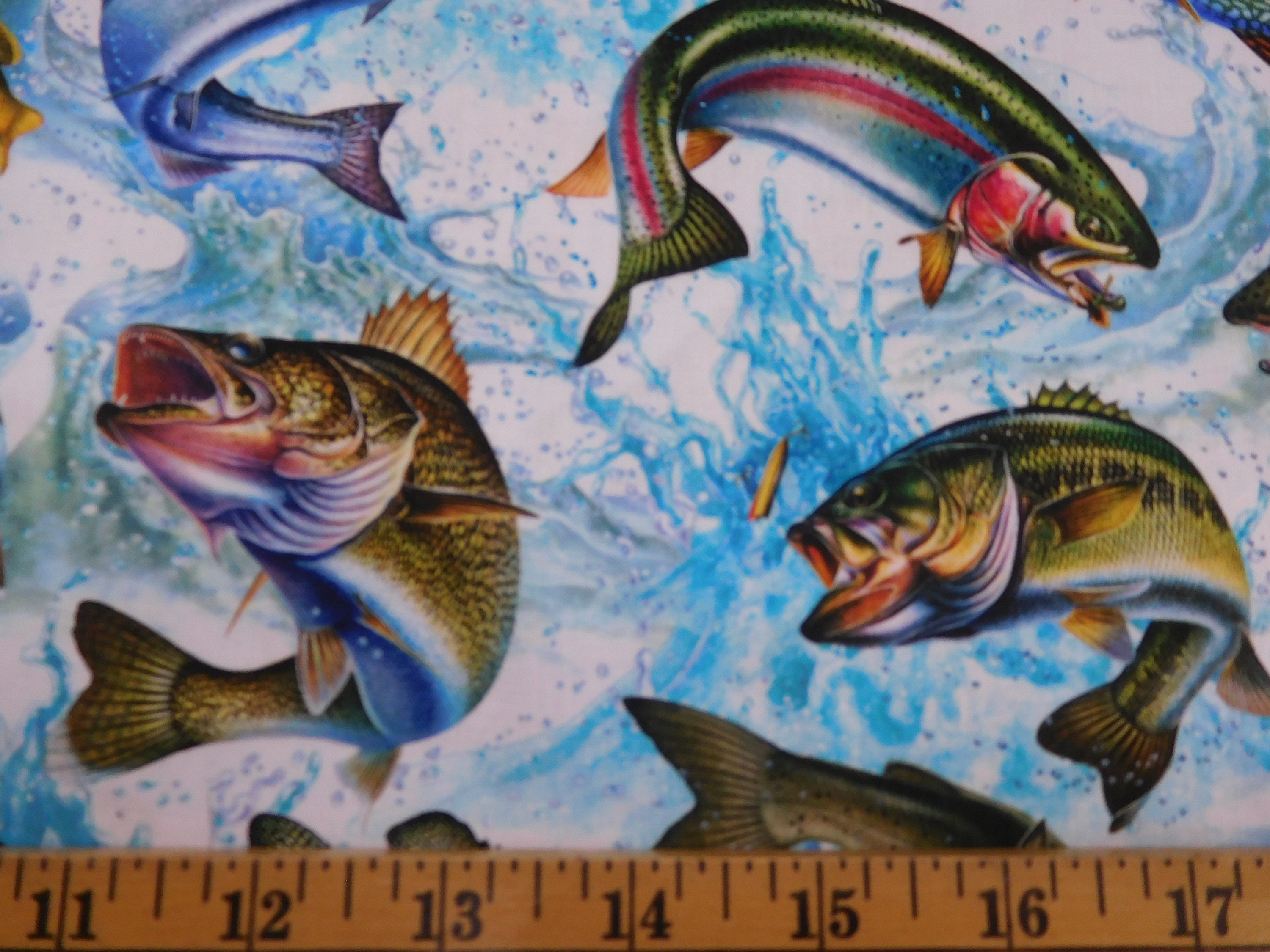 1009 Fresh Water Fish Fabric by the Yard Fat Quarter to Many Yards