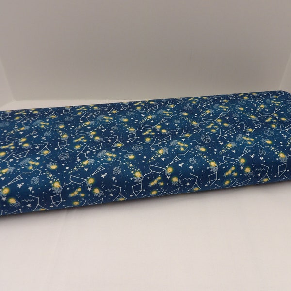 1421 Fireflies in night sky allover cotton fabric by the yard. Henry Glass yardage, fat quarters, S'more Fun Outdoors coordinate