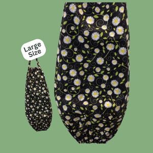 1075 Small White Daisies on Black Bag Holder; Large 28" L, 10-1/4" W; Dispenses and Organizes Plastic Bags for Daisy Lovers and Nurses.