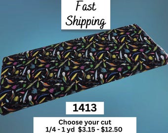 1413 Fishing Lures 100% Cotton Fabric by Elizabeth Studios - Tight Lines Collection for Quilting & Gifts for Fishermen and Fisherwomen