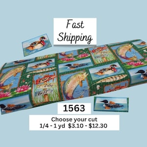 1563 Ducks & Fish Patch Cotton Fabric - Henry Glass Dockside Collection - Designed by Barb Tourtillotte - for Outdoorsy Accents