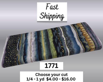1771 Flora & Form Strata Labradorite - 100% Cotton Fabric w/Metallic Gold Embellishments - by Essoldo Design for Windham Fabrics