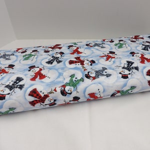 1471 Snowmen with Scarves 100% Cotton Fabric by the yard, Timeless Treasures C8993 Christmas Yardage for Quilting and Crafting