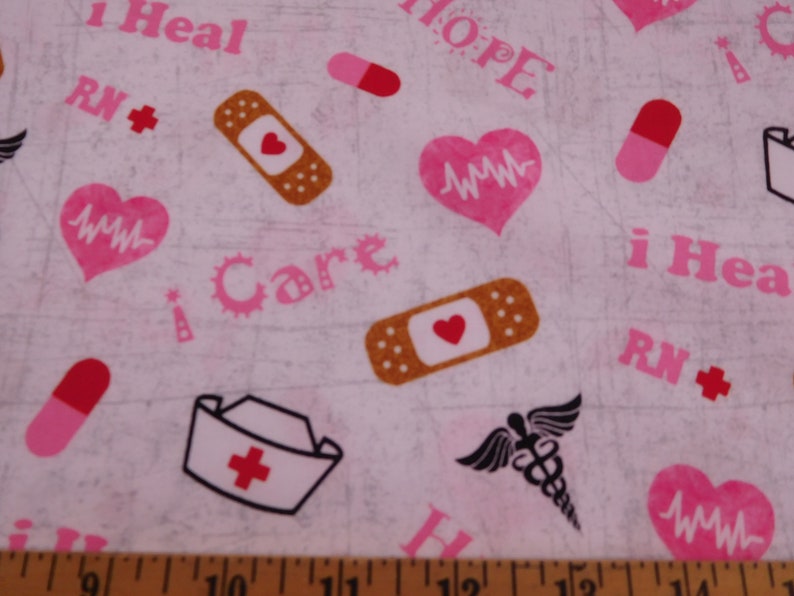 1112 Nurse Tossed Allover Fabric; Fabric By the Yard; Fat Quarters to Full Yards;