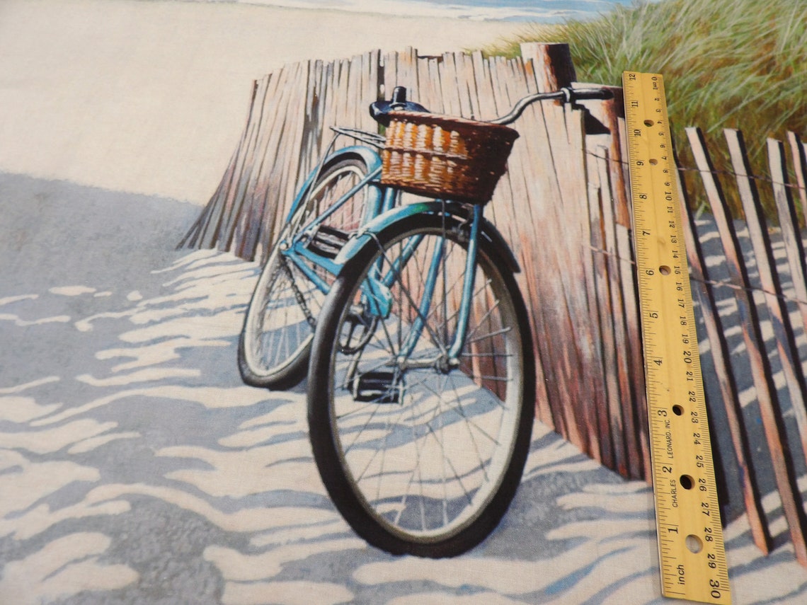 1460 Beach Bike Cotton Fabric Panel From David Textiles Etsy
