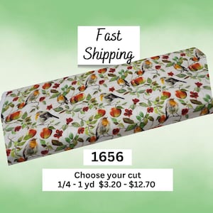 1656 Autumn Robins in Apple Trees 100% Cotton Fabric: Timeless Treasures Digital Print for Bird Lover Quilting Projects, Crafts, Home Decor