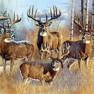 1359 Whitetail Deer 100% Cotton Fabric Panel from David Textiles: for Quilts, Wall Hangings, and Rustic Cabin Decor - 43.5&quot;Wide x 33.5&quot;Long