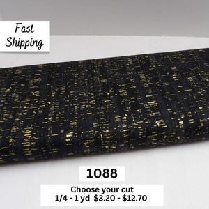 1088 Uncorked Black Onyx Metallic Blender 100% Cotton Fabric by Windham - Pattern 50107M-27 - Quilting Material with Cork Look