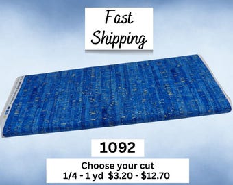 1092 Uncorked True Blue Metallic Blender 100% Cotton Fabric from Windham Pattern 50107M-41 - Use for Quilting, Home Decor and Crafts.