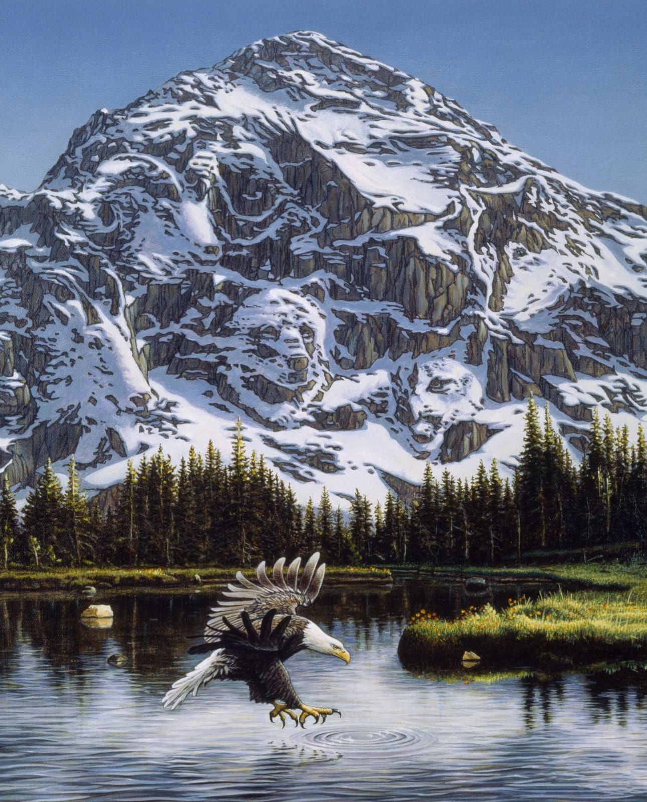 1480 Mountain Majesty cotton fabric panel, David Textiles; 35"W x 42.5" L; quilting fabric for wall hanging, lap quilt, wildlife quilt
