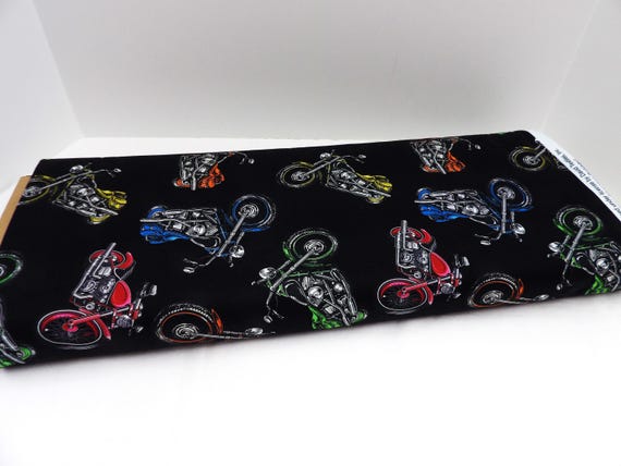 1262 Motorcycle Fabric: Dirt Bike Theme for Quilts, Pillows, Curtains - from David Textiles - 100% Cotton by the Yard - Choose Your Cut