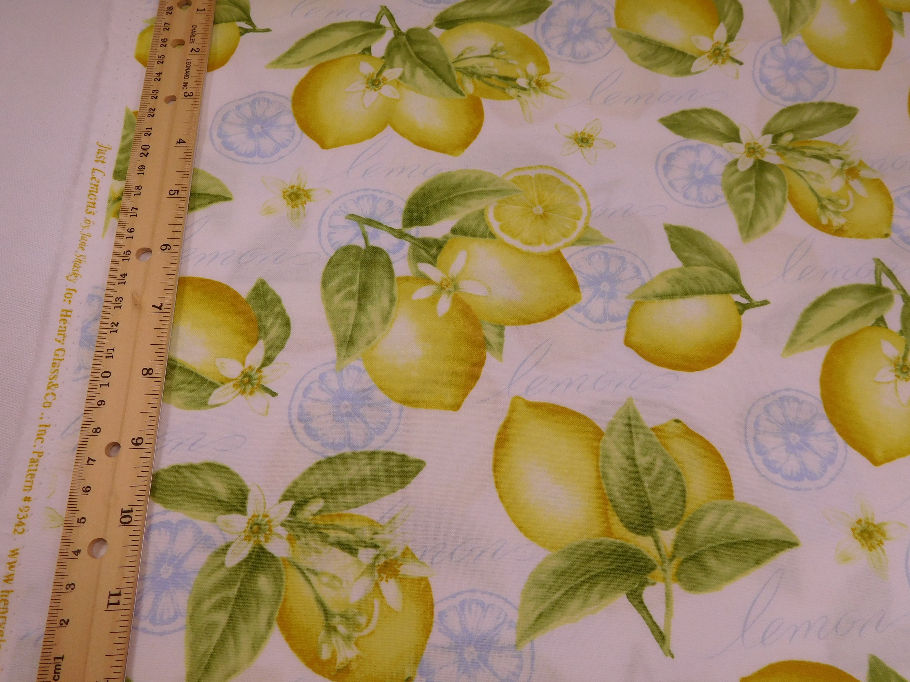 1234 Lemon Themed Fabric With Large Lemons on White Henry Etsy