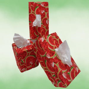 1574 Sliced Watermelon Fabric Tissue Box Covers - Square and Rectangular Shapes/Sizes for Fun Summer Fruit Home Decor. Great View All Sides