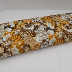 1058 Cat cotton fabric; Elizabeth Studios realistic cats and kittens in many colors, breeds. Cat themed gifts for cat lover, crazy cat lady.