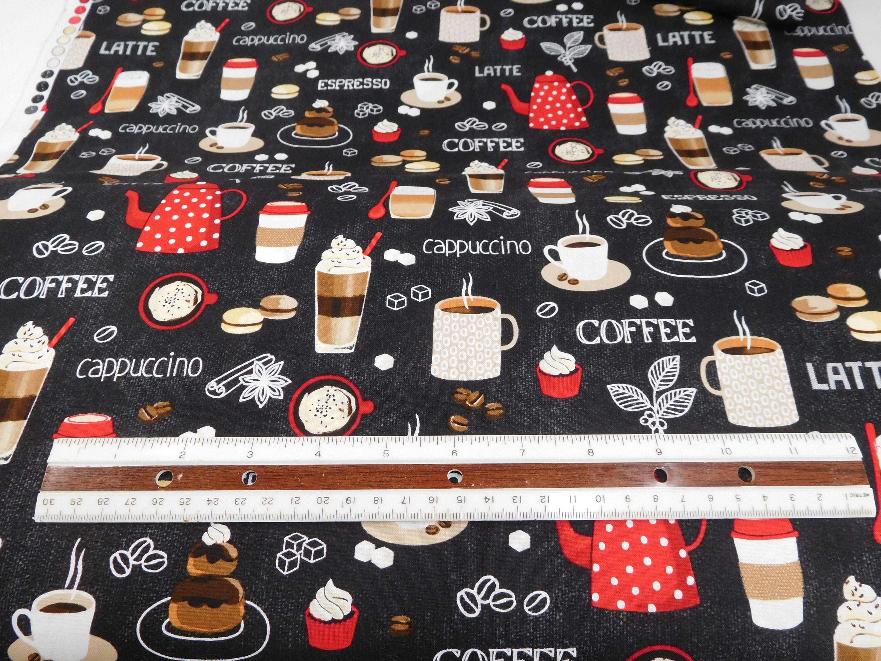 792 Coffee Lovers Fabric By the Yard Coffee Cups Cotton Etsy