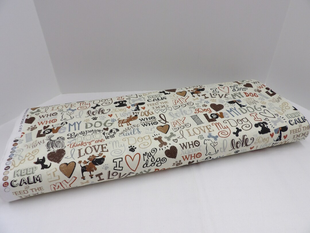 1271 I Love My Dog Fabric by the Yard, Timeless Treasures, Fat Quarters