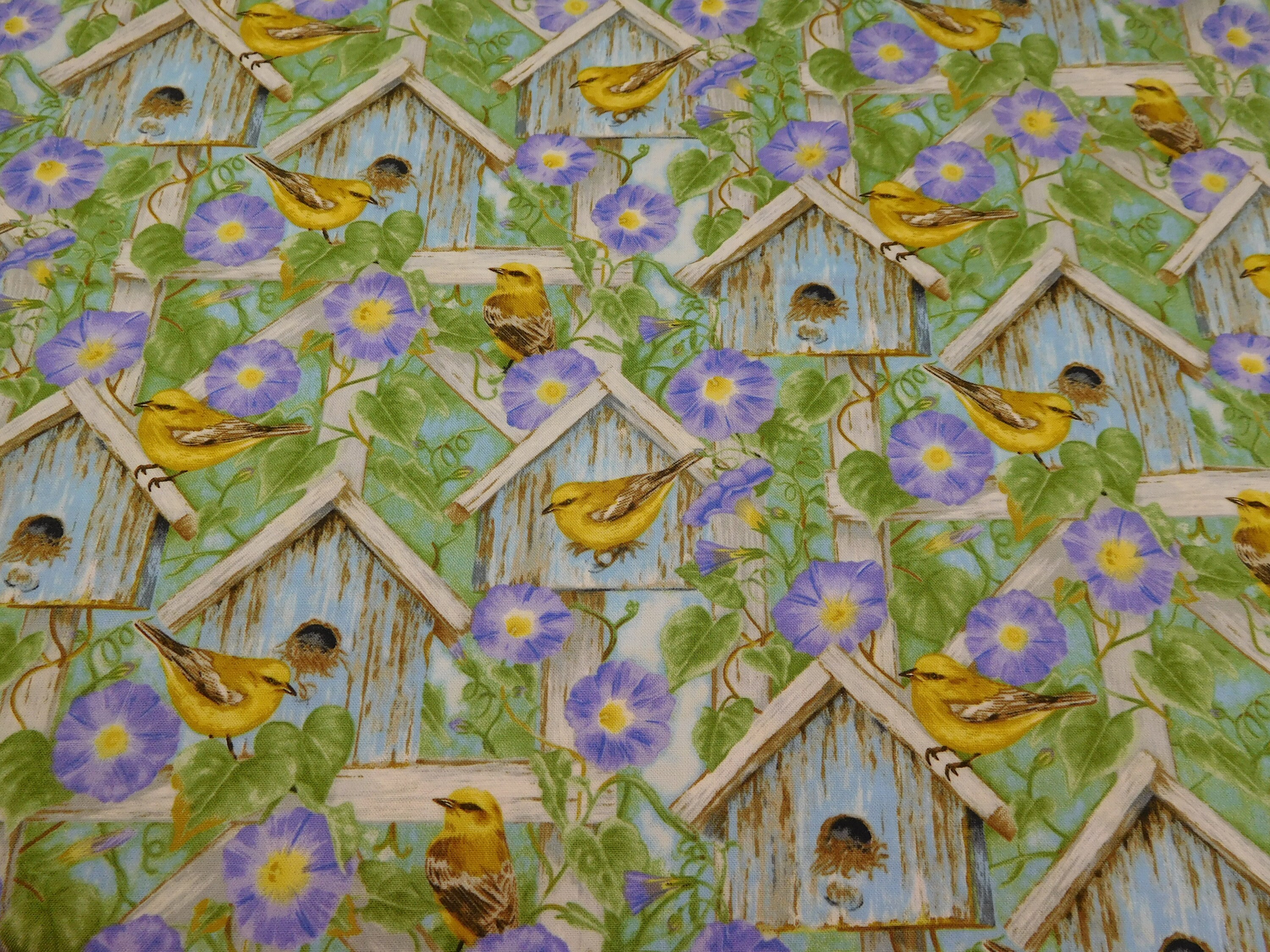 974 Birds and Birdhouses Fabric Fabric By the Yard Fat Etsy