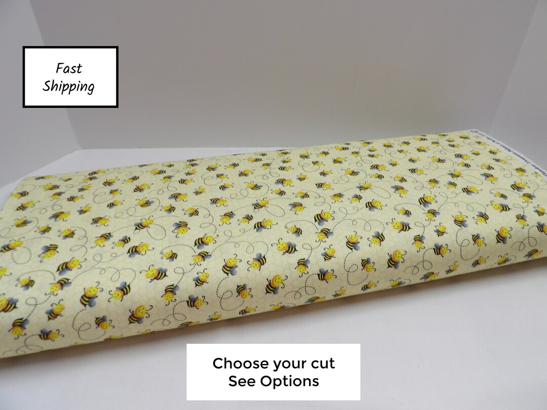 1552 Cute Flying Bees Cotton Fabric by the Yard From Timeless Treasures