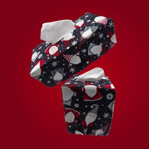 1575 Scandinavian Gnomes Tissue Box Covers: Square, Rectangular Fabric Holders - Holiday Winter Decor