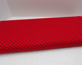 1540 Red with black polka dots fabric by the yard, fat quarters; Timeless Treasures 1/8 inch dots, home decor, kitchen linens, clothing