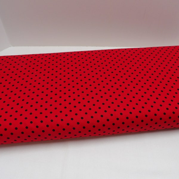 1540 Red with black polka dots fabric by the yard, fat quarters; Timeless Treasures 1/8 inch dots, home decor, kitchen linens, clothing