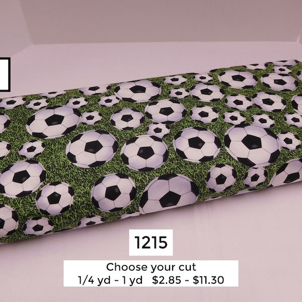 1215 Soccer balls sports fabric by the yard from Studio E; yardage, small fabric cuts; novelty print; boys & girls room decor, womens soccer