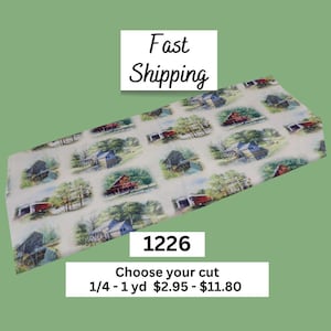 1226 Vintage American Grist Mills and Covered Bridges 100% Cotton Fabric for Quilting, Decoupage and Country Decor from Elizabeth's Studio