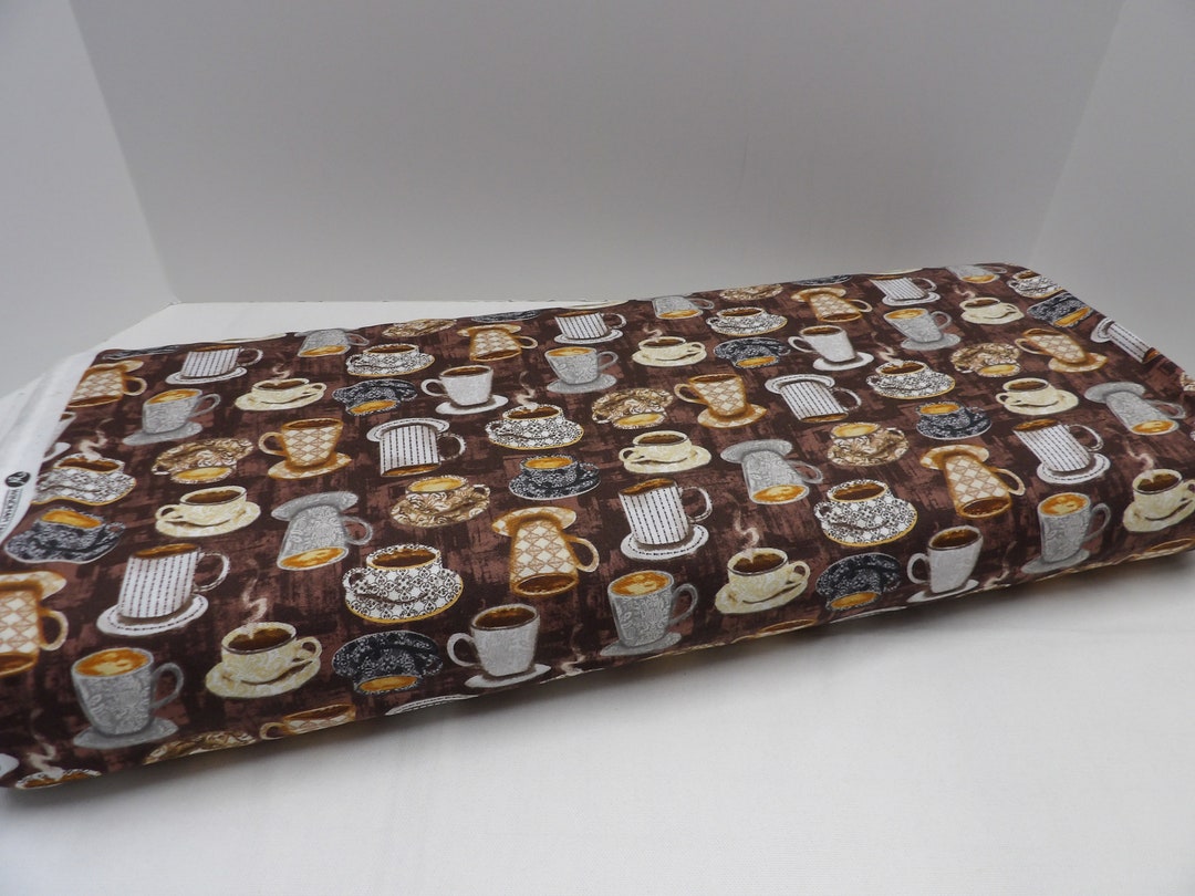 1535 Coffee Cup Fabric, Windham Fabric by the Yard, Choose Your Cut