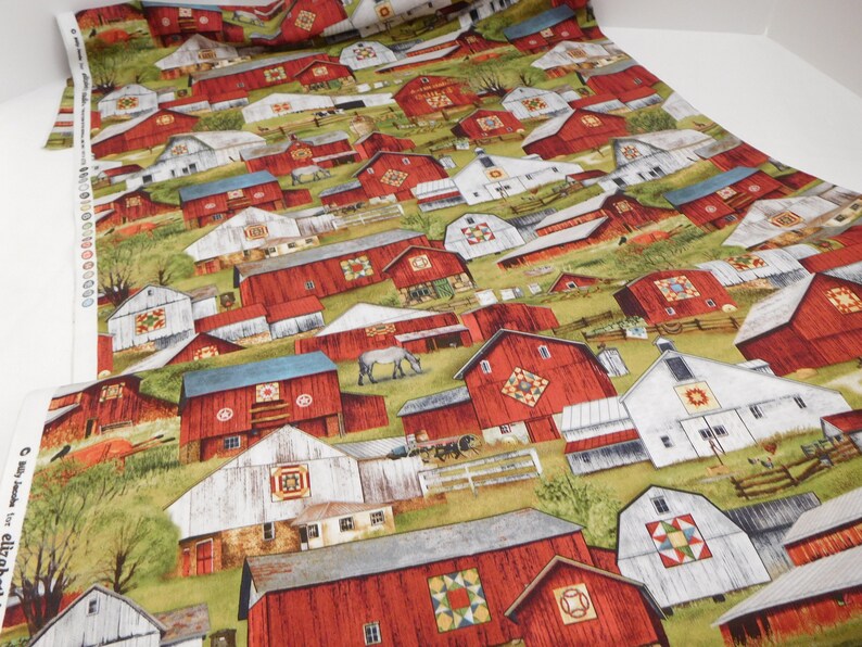 768 Scenic Amish Farm Barns Fabric By the Yard Headin Home Etsy