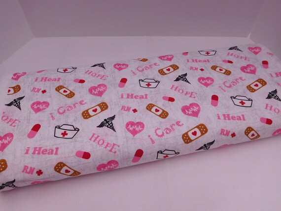 1112 Nurse Tossed Allover Fabric; Fabric By the Yard; Fat Quarters to Full Yards;