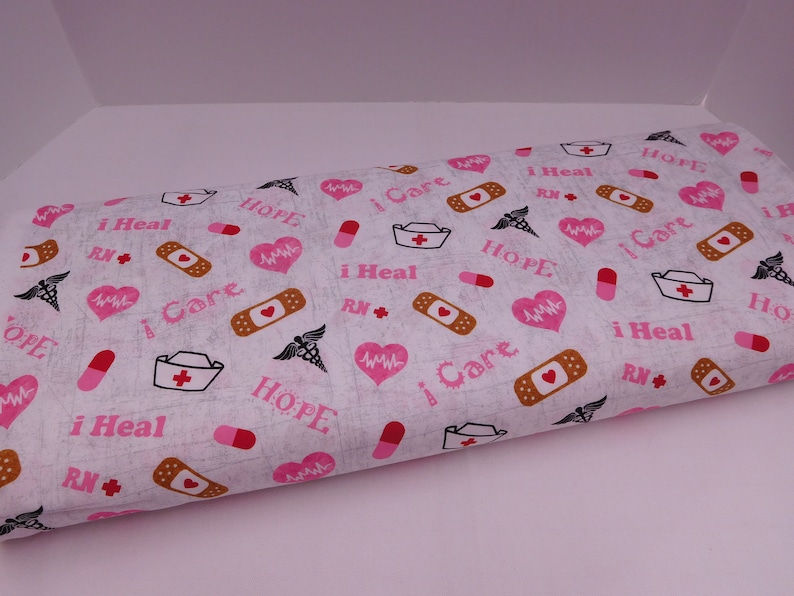 1112 Nurse Tossed Allover Fabric; Fabric By the Yard; Fat Quarters to Full Yards;