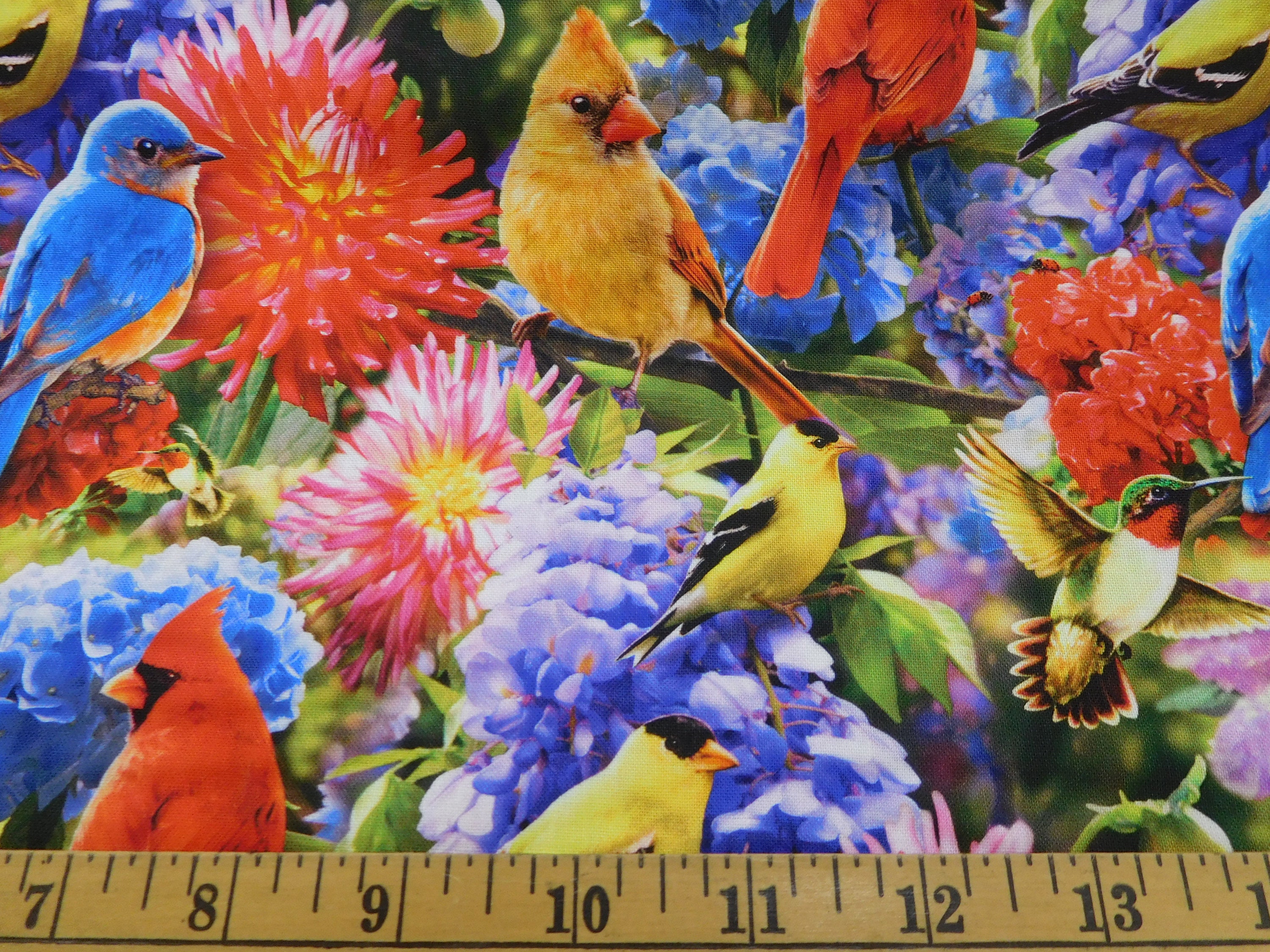 972 Birds and Flowers Cotton Fabric by the Yard Bird Watchers Etsy