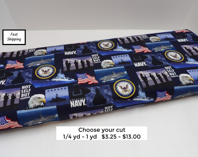 US NAVY Military Cotton Fabric by the Yard by the 1/2 Yard Etsy