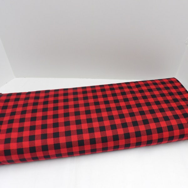 1452 Red and Black half inch buffalo check cotton fabric by the yard, fat quarters, small fabric cuts; buffalo plaid linens, home decor gift