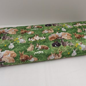 1463 Rabbits in the grass cotton fabric by the yard; Elizabeth Studios fat quarters, choose your cut, bunny rabbits, and baby rabbits