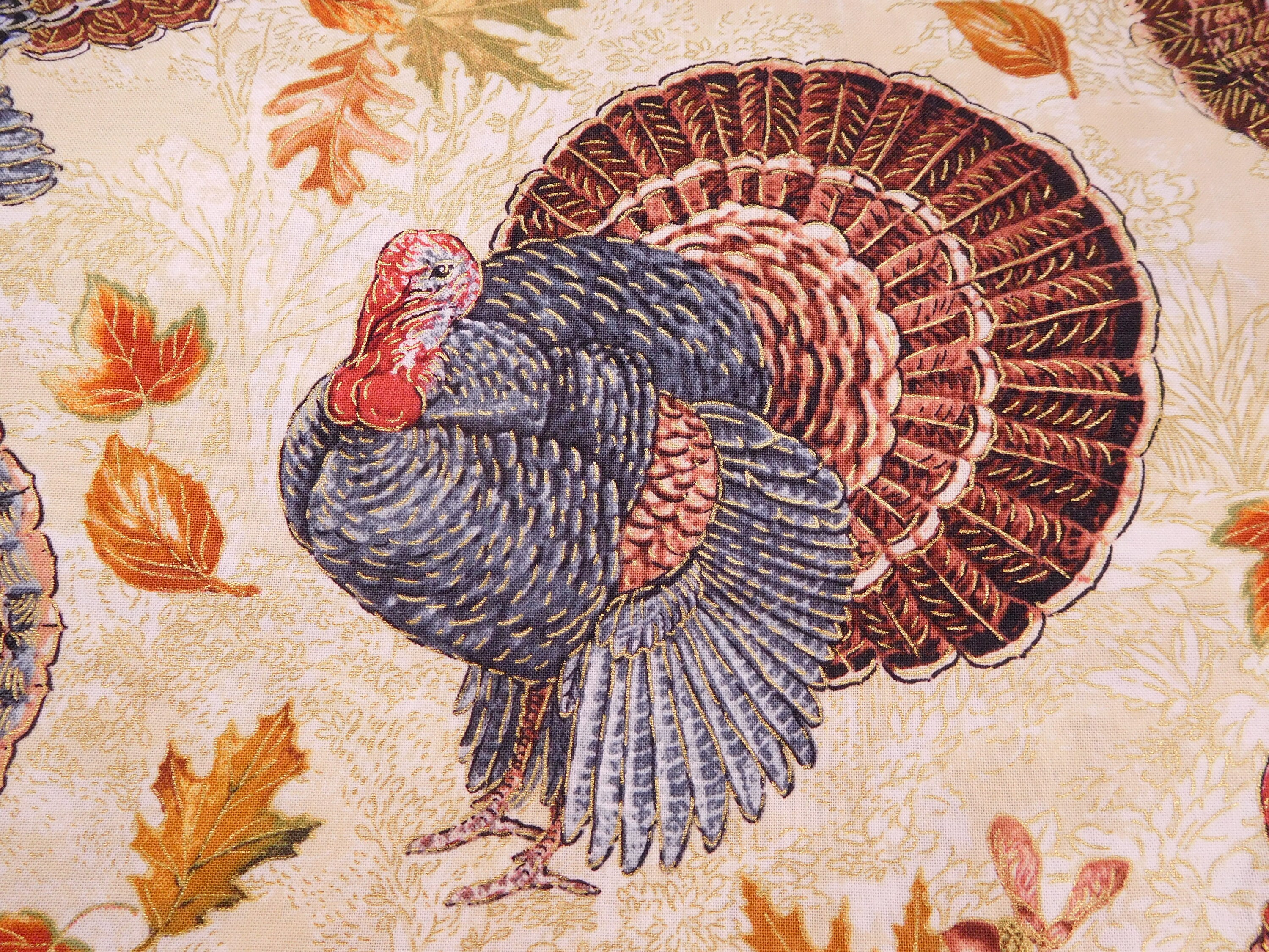 1074 Thanksgiving Turkey Fabric Fabric By the Yard Fat Etsy