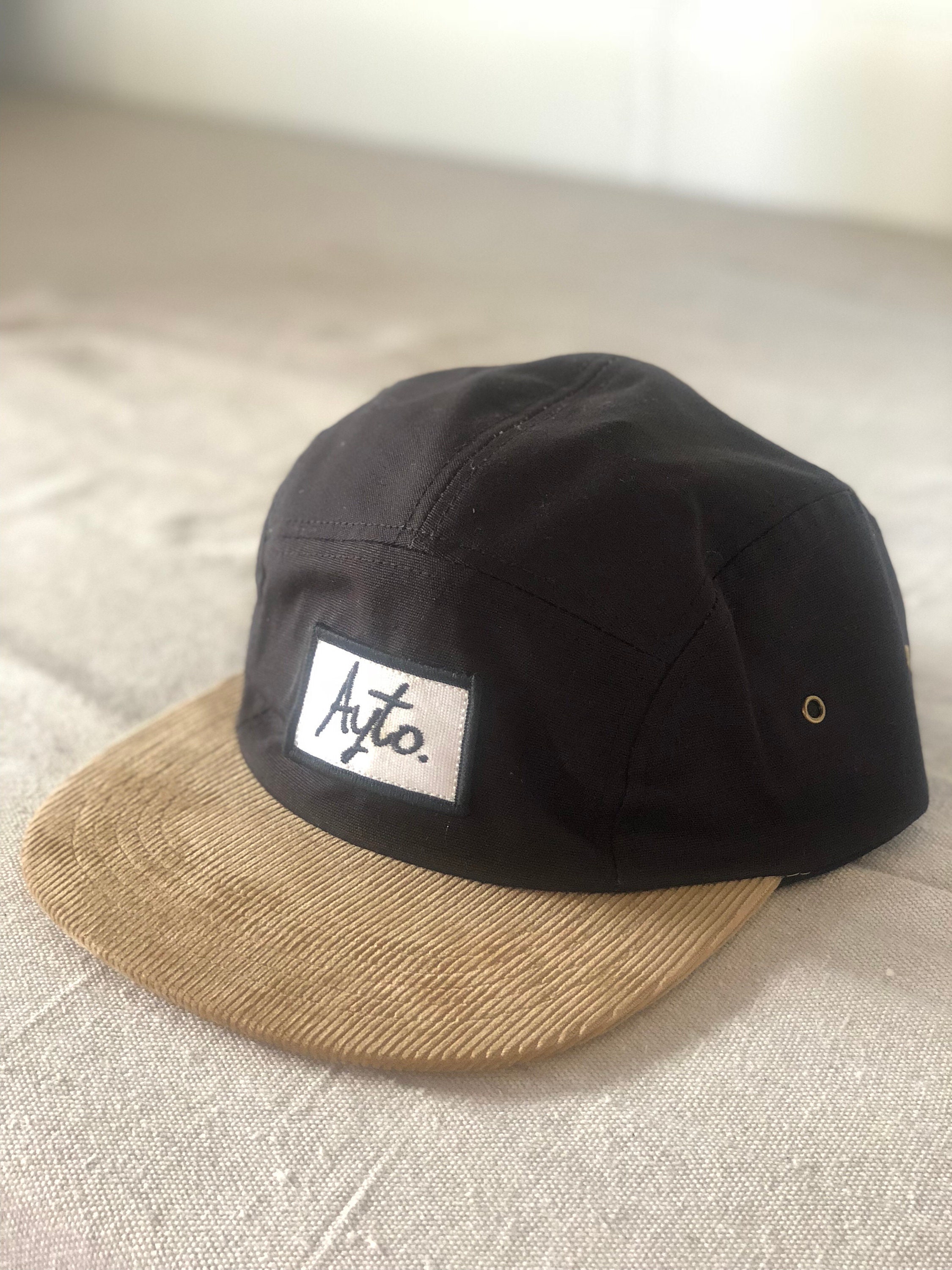 Ayto 5 Panel Hat Black \u0026 Beige Corduroy 