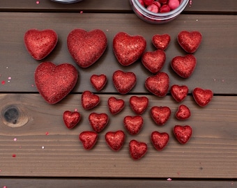 Valentine’s Decor Red Heart Scatters; 26pcs Bag;  Fillers for Table Decoration; Valentine Party Accents