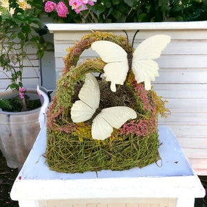 White Fake Butterflies Plastic Set Of 2 Butterflies Craft Supply Floral Embellishment Decor DIY Event Centerpiece Wedding Decor Floral