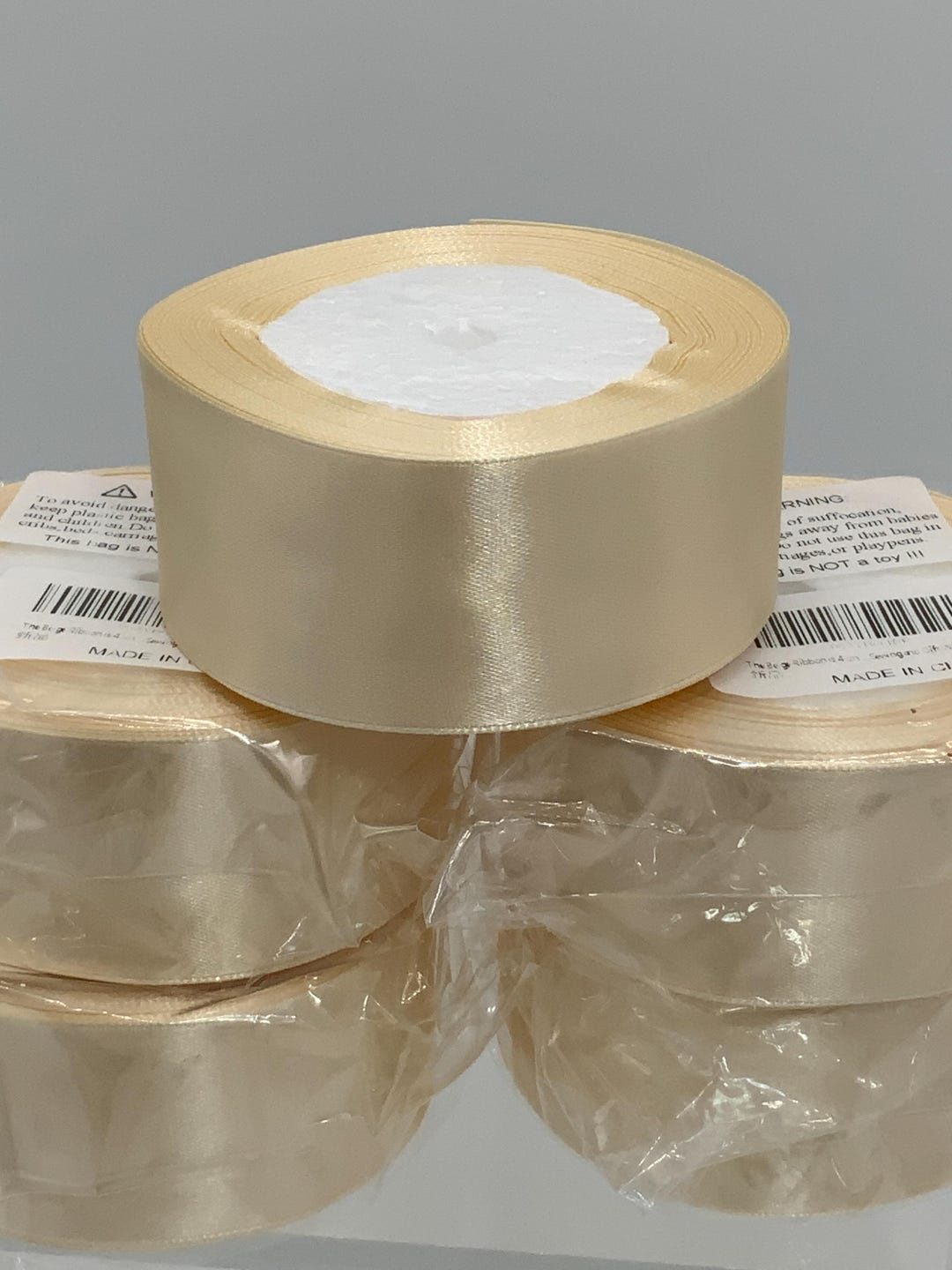 Beige Ribbon for Craft Project; DIY Supply Large Beige Ribbon for Gift ...