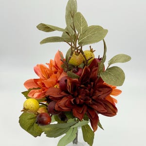 Artificial Flower Dahlia Bouquet Orange Artificial Flowers Fall Decor Orange Home Accents DIY Floral Centerpiece Realistic Flower Decor (31)