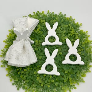Bunny Napkin Ring Set Of 4 Napkin Rings Easter Table Decoration Easter Gift Idea Easter Rabbit Decor White Napkin Rings Wooden Rabbit  (E12)