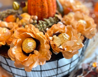 Gold and Orange Wedding Decor & Favors for Guests; Unique Gift for Guests; Elegant Wedding Flowers; Centerpieces Ideas