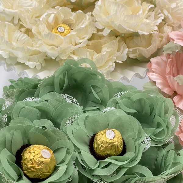 Gorgeous Sage Green/Off White/ Blush Flowers Wedding Favors; Personalized Bridal Shower Favors; Anniversary Decor; Engagement Decoration
