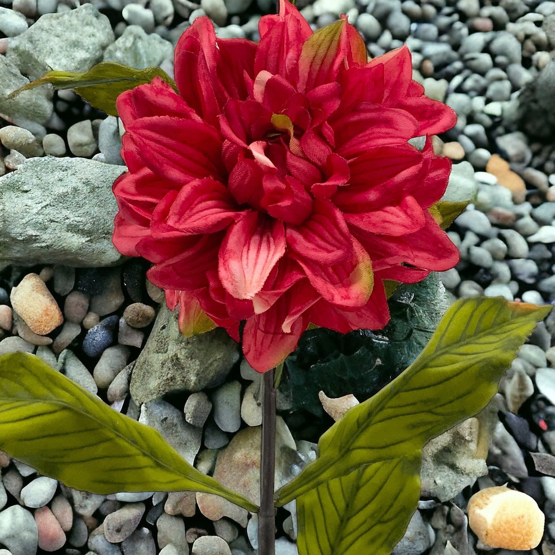Shaded Pink Dahlia & Cream Color Rose Artificial Flower Bunch Set of 2