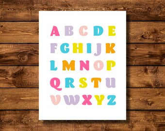 Alphabet Wall Art | ABC Print | Nursery Decor | Digital Download | Printable | Playroom | Kid's Room