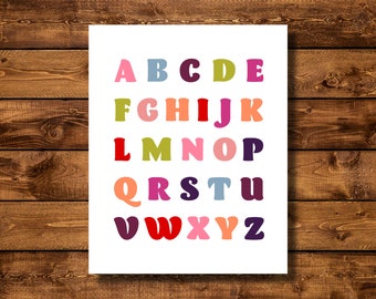 Alphabet Wall Art | ABC Print | Nursery Decor | Digital Download | Printable | Playroom | Kid&#39;s Room