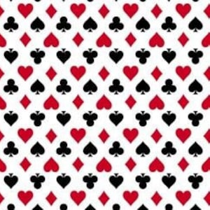 Cotton Heart Club Spades Diamonds Playing Cards, Poker, Doppelkopf, Skat ou Schafkopf, Couture, Tissu, 0,50 m, Soirée de jeu