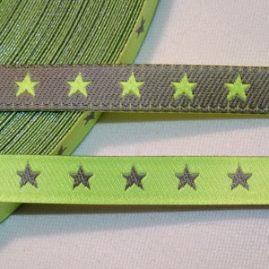 3 m woven ribbon with star, green-gau, 7 mm wide, sewing ingredients, sew